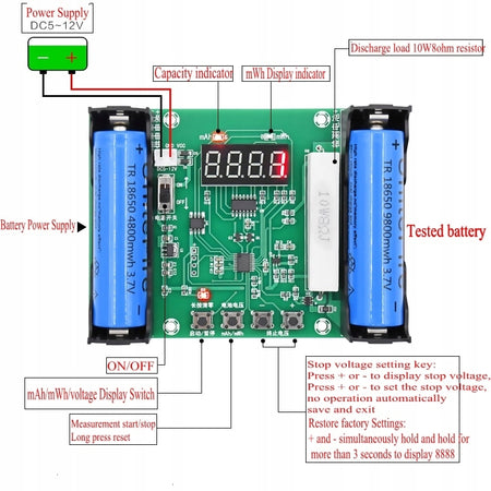 Tester Li-ion 18650 cu display TEST-010229