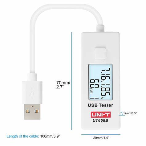 Tester USB UNI-T UT658B monitorizeaza starea de incarcare a dispozitivelor alimentate prin USB