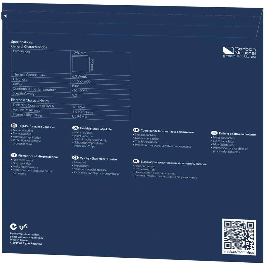 Thermal Pad APT2560 Arctic 290x290x1mm 6.0W/mK albastru