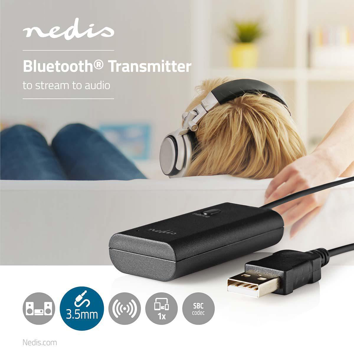 Transmitator audio wireless Nedis Bluetooth negru