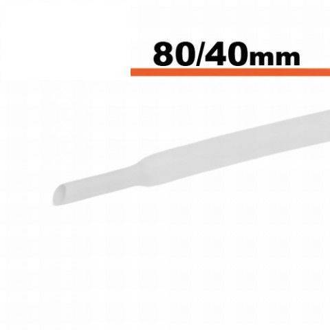 Tub termocontractibil alb 80mm/ 40mm 0.5m