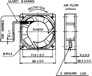 Ventilator AC axial 230VAC 80x80x38mm 31dBA SUNON SF23080A2083HSL.GN